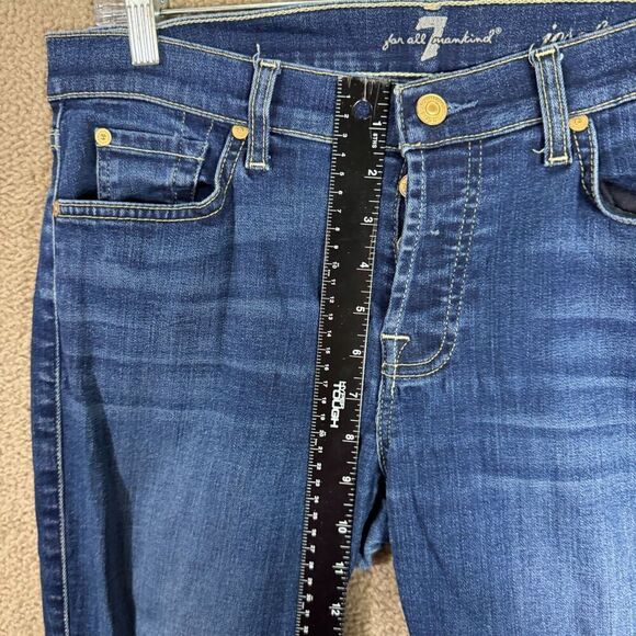 7 For All Mankind Josefina Skinny Boyfriend Jean Women's 25 Dark Blue Distressed - Picture 7 of 13